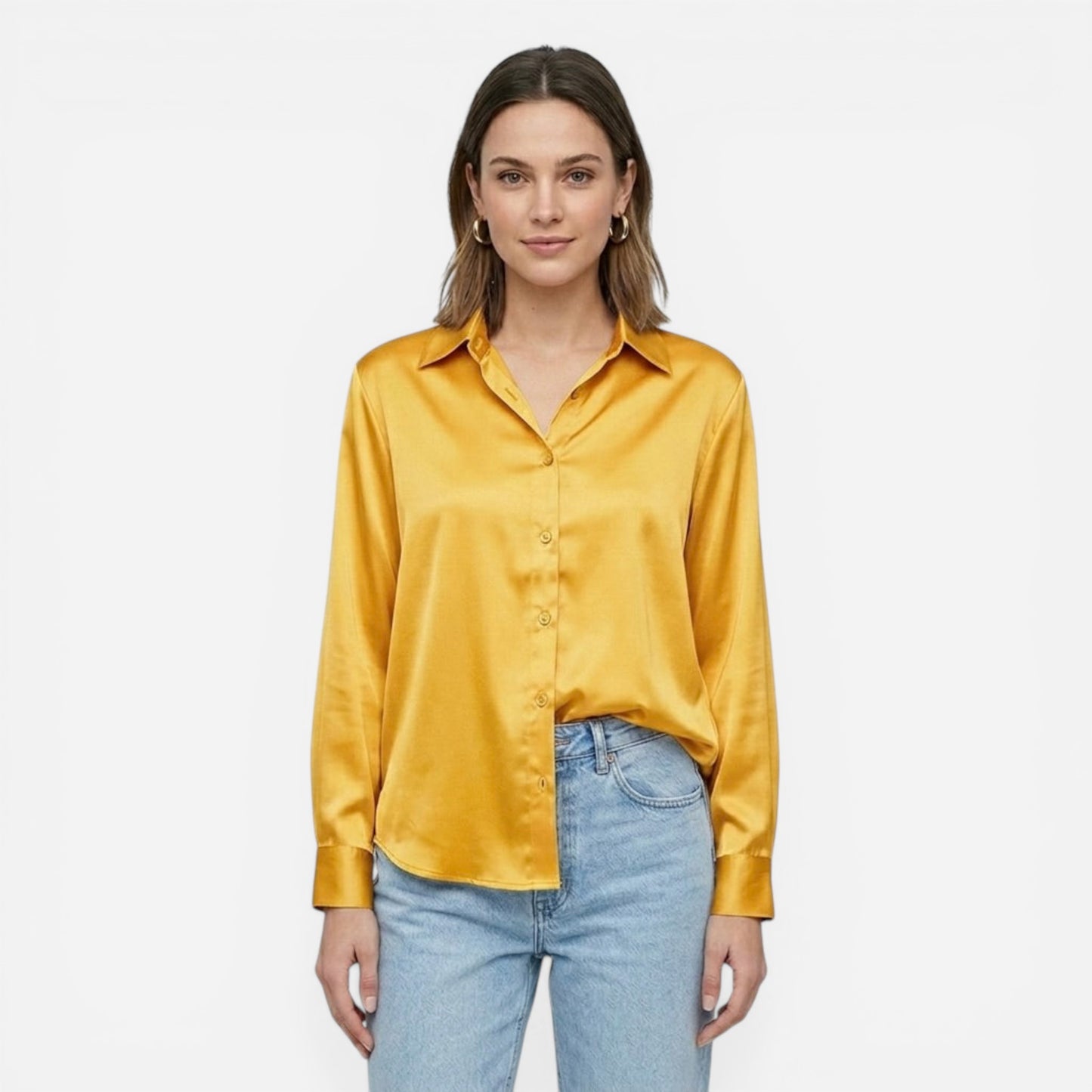 Blouse en satin moderne à manches longues pour femmes élégantes