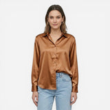 Blouse en satin moderne à manches longues pour femmes élégantes