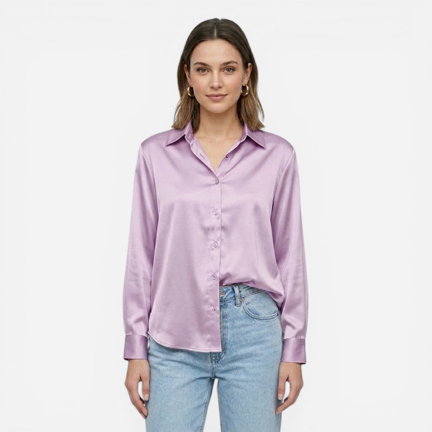 Blouse en satin moderne à manches longues pour femmes élégantes