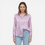 Blouse en satin moderne à manches longues pour femmes élégantes
