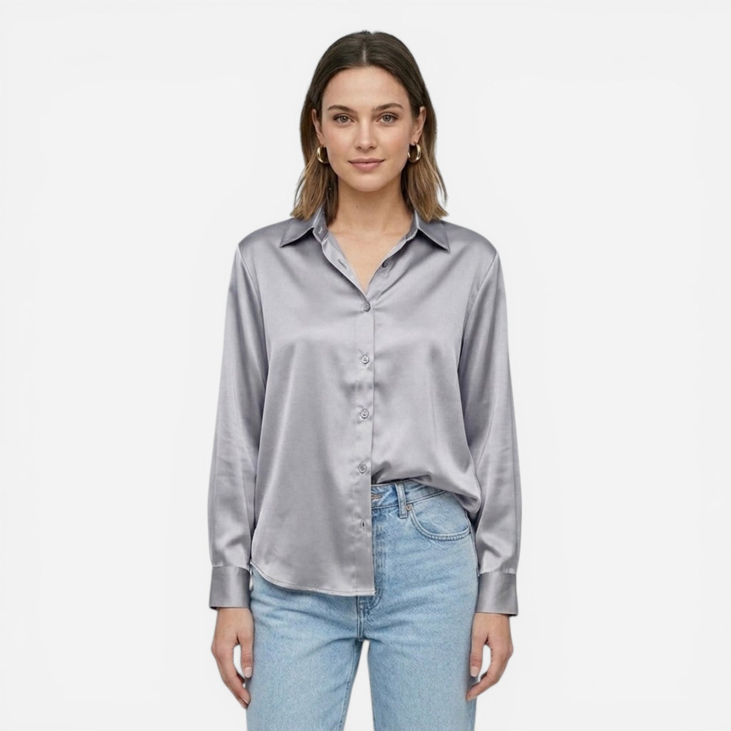 Blouse en satin moderne à manches longues pour femmes élégantes
