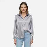 Blouse en satin moderne à manches longues pour femmes élégantes