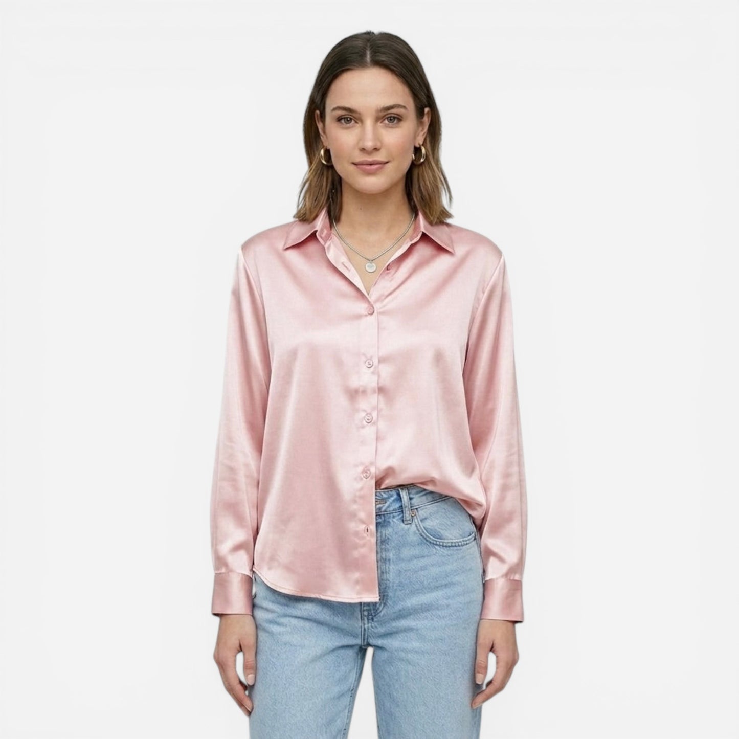 Blouse en satin moderne à manches longues pour femmes élégantes
