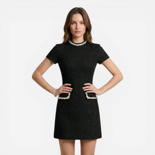Robe Mini Femme Bronwen avec Détails en Perles et Poches