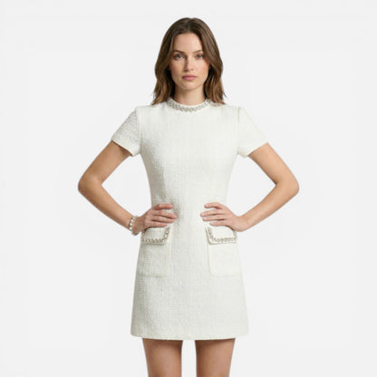 Robe Mini Femme Bronwen avec Détails en Perles et Poches