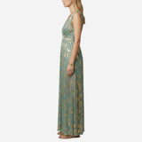 Robe Longue Élégante Femme Sans Manches V-Cou pour Cérémonie