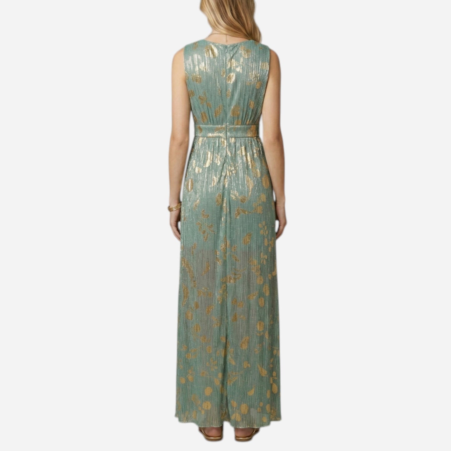 Robe Longue Élégante Femme Sans Manches V-Cou pour Cérémonie