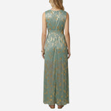 Robe Longue Élégante Femme Sans Manches V-Cou pour Cérémonie