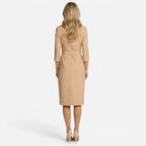 Robe midi élégante pour femme avec ceinture et manches longues