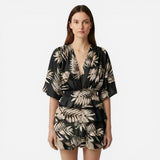 Robe d'été femme à volants, imprimé floral, manches larges, décolleté en V