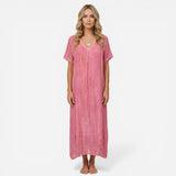 Robe longue femme décontractée à col en V, manches courtes, été