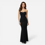 Robe de soirée longue sans bretelles pour femme avec sequins élégants