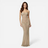 Robe de soirée longue sans bretelles pour femme avec sequins élégants