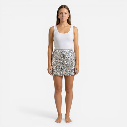 Jupe mini en sequins pour femmes - Élégante et sexy pour soirées