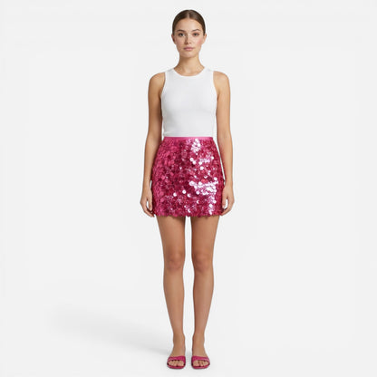 Jupe mini en sequins pour femmes - Élégante et sexy pour soirées