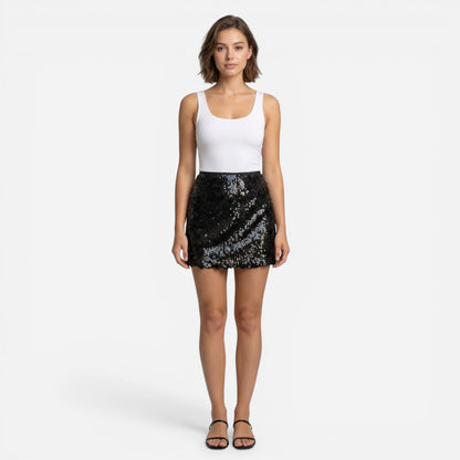 Jupe mini en sequins pour femmes - Élégante et sexy pour soirées