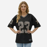 T-shirt Sportif Femme Oversize à Manches Courtes avec Numéro Imprimé