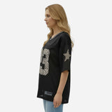 T-shirt Sportif Femme Oversize à Manches Courtes avec Numéro Imprimé