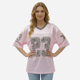 T-shirt Sportif Femme Oversize à Manches Courtes avec Numéro Imprimé