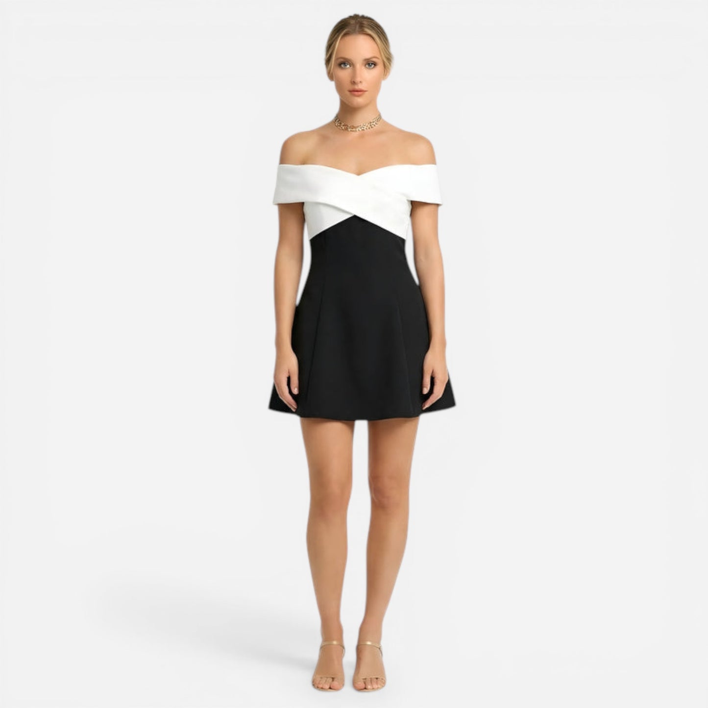 Robe Élégante Femme Courte A-Ligne Décolleté Off-Shoulder Soirée
