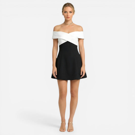 Robe Élégante Femme Courte A-Ligne Décolleté Off-Shoulder Soirée