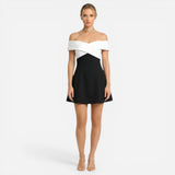 Robe Élégante Femme Courte A-Ligne Décolleté Off-Shoulder Soirée