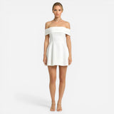 Robe Élégante Femme Courte A-Ligne Décolleté Off-Shoulder Soirée