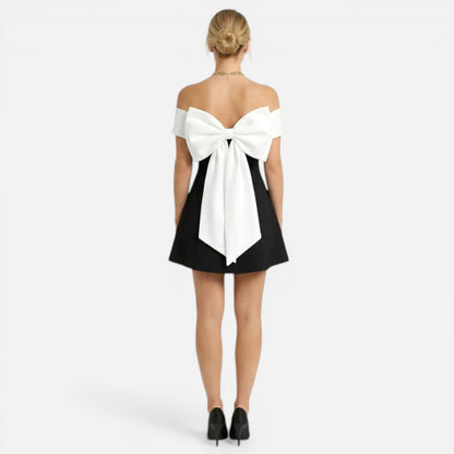 Robe Élégante Femme Courte A-Ligne Décolleté Off-Shoulder Soirée