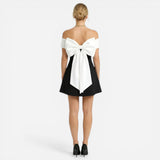Robe Élégante Femme Courte A-Ligne Décolleté Off-Shoulder Soirée