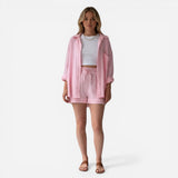 Ensemble Femme : T-shirt et Short en Coton Léger avec Taille Élastique