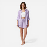 Ensemble Femme : T-shirt et Short en Coton Léger avec Taille Élastique