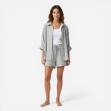 Ensemble Femme : T-shirt et Short en Coton Léger avec Taille Élastique