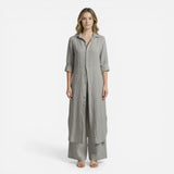 Ensemble Élégant Femme : Chemise Longue et Pantalon en Coton