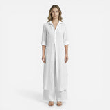 Ensemble Élégant Femme : Chemise Longue et Pantalon en Coton