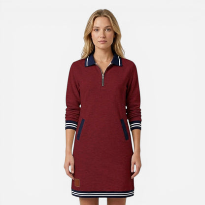 Robe Courte Femme Élégante avec Zip et Col - Sportive et Chic