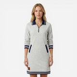 Robe Courte Femme Élégante avec Zip et Col - Sportive et Chic