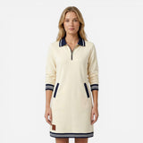 Robe Courte Femme Élégante avec Zip et Col - Sportive et Chic