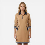 Robe Courte Femme Élégante avec Zip et Col - Sportive et Chic