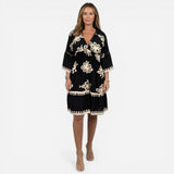 Robe courte femme à décolleté en V, manches larges, imprimé floral élégant