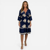 Robe courte femme à décolleté en V, manches larges, imprimé floral élégant