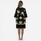 Robe courte femme à décolleté en V, manches larges, imprimé floral élégant