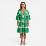 Robe courte femme à décolleté en V, manches larges, imprimé floral élégant