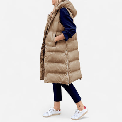 Veste Puffer Longline - Élégance Sans Manches, Légère et Chaleureuse