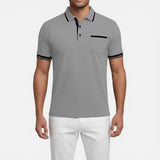 Chemise en coton pour homme à manches courtes, col et poche poitrine - Slim Fit