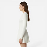 Robe courte en tricot côtelé pour femme, manches longues, col roulé, ajustée et décontractée