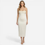 Robe midi femme élégante sans manches avec corset ajusté