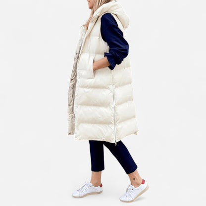Veste Puffer Longline - Élégance Sans Manches, Légère et Chaleureuse