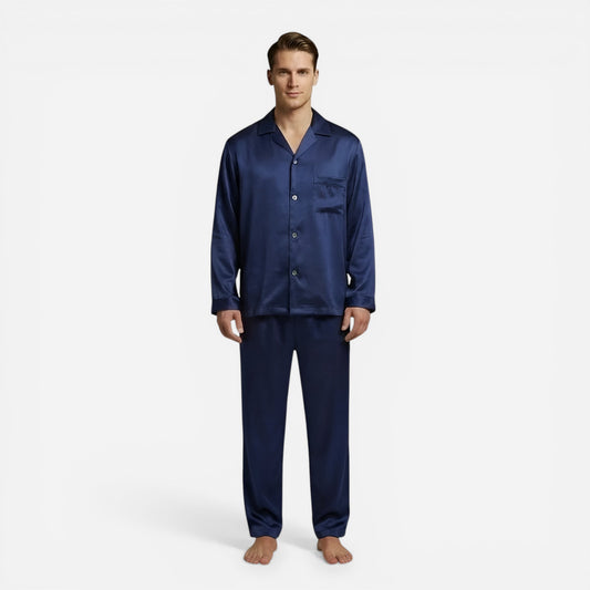 Pyjama Satin pour Hommes - Ensemble Élégant à Manches Longues