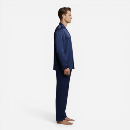 Pyjama Satin pour Hommes - Ensemble Élégant à Manches Longues