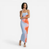 Robe maxi sans manches imprimée pour femme - Parfaite pour la plage